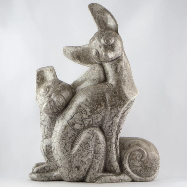 RARE Sculpture "FENNECS", GRÈS MOUGIN NANCY Céramique Art Deco/1930/primavera...