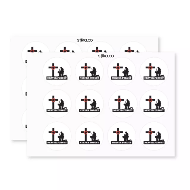 Pack of 24 paper labels, Soldier, Never Forget, Armed Force Day, Remembrance day