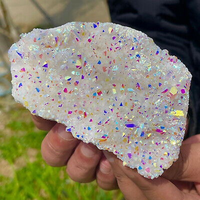 307G Angel Aura Quartz Titanium BismuthSiliconcluster Rainbow Crystals Stone 666