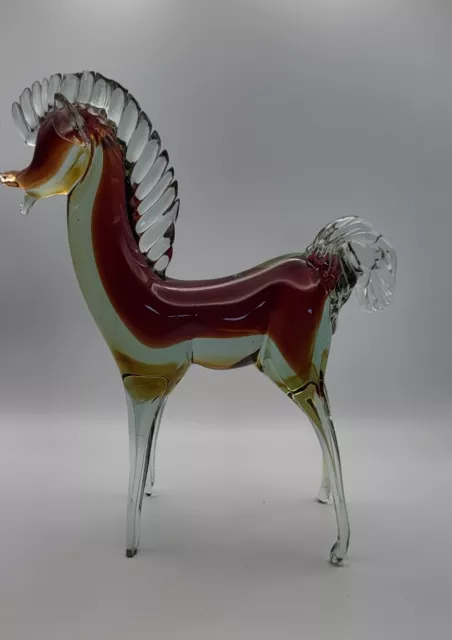 Vintage Tall Large Cranberry Red Murano Glass Horse 10.5in H 1.3KG