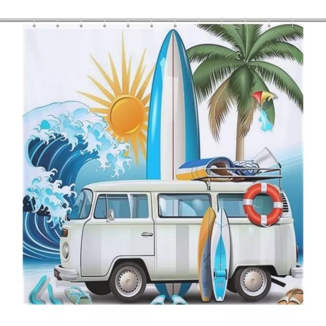 Beach Sea Ocean Shower Curtain Bathroom Extra Long Fabric Waterproof