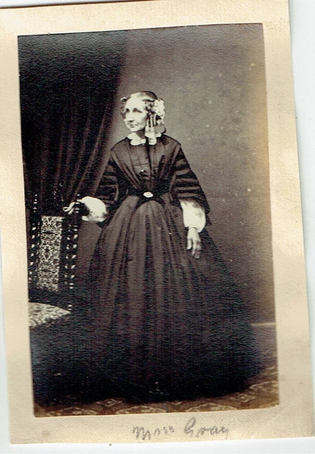 Victorian cdv type photo elderly lady standing long dress hand on chair Victorian cdv type photo elderly lady standing long dress hand on chair