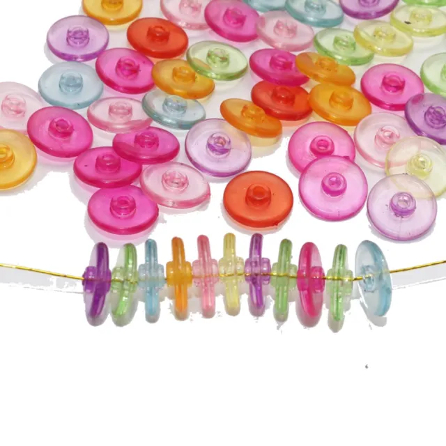 200 Mixed Colour Transparent Acrylic Disc Heishi Beads 10mm Loose Spacer