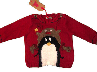 BNWT Baby Boys NEXT red reindeer Christmas Jumper top 3-6 months Sweater