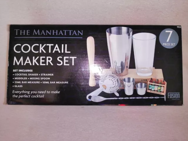 Manhattan 7pc Stainless Steel Cocktail Set Shaker 