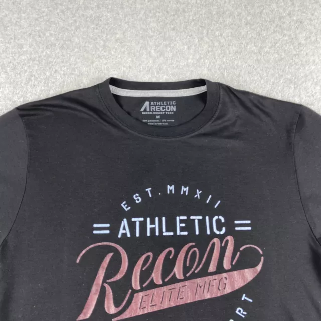 Athletic Recon Shirt Mens Medium Black Crew Neck Short Sleeve Logo Activewear 3