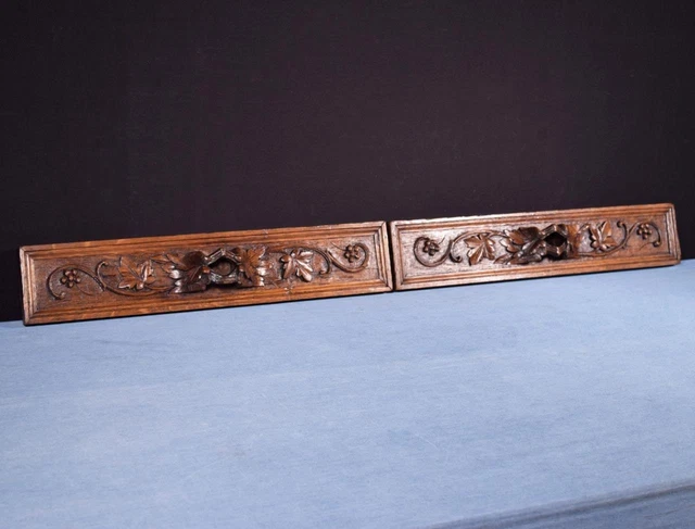 French Antique Carved Architectural Drawer Fronts/Panels in Solid Oak Wood 3