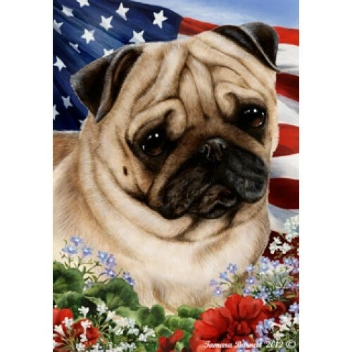 Patriotic (1) House Flag - Fawn Pug 16022