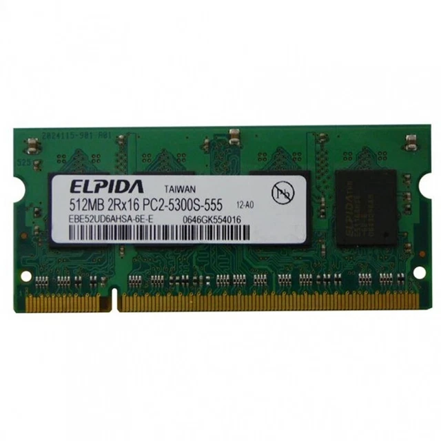 512gb Ram Module MODULE MÉMOIRE SODIMM RAM DDR2 Elpida 512MB PC2-5300S-555 EBE52UD6AHSA ...