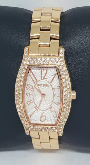 Ladies Folli Follie Rose Gold Tone Shiny Rhinestone Fashion Watch WF5R084BP C6