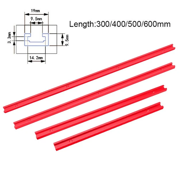 Binario a T in alluminio, con scanalatura a T, universale, per e dispositivi per la lavorazione del legno, lunghezza 300-600 mm (600 mm