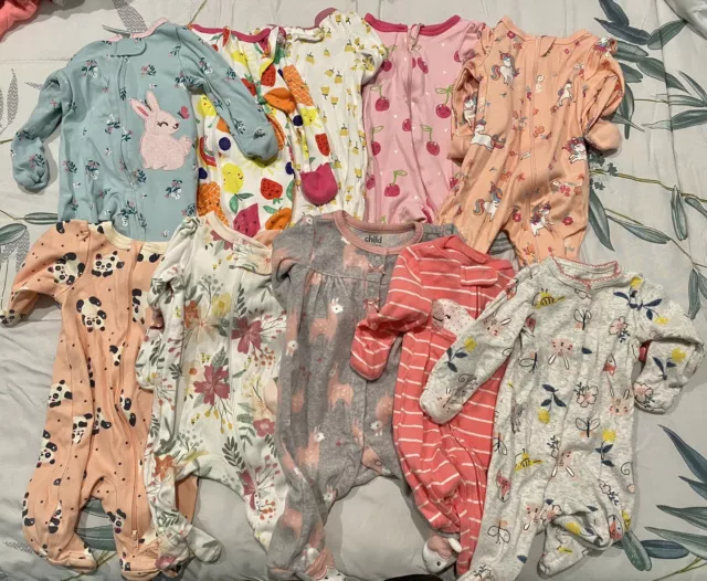 Newborn Baby Girl One Piece Jumpsuit  Carters ,Wonder Nation, Cloud Island Lot