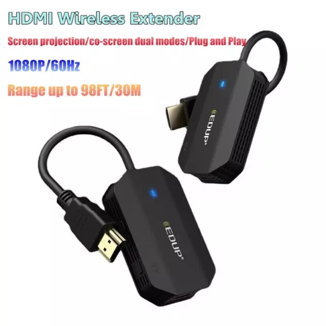 HDMI Wireless Extender RX&TX, 1080P 60Hz, Plug and Play For Laptops,PC, 98ft/30M