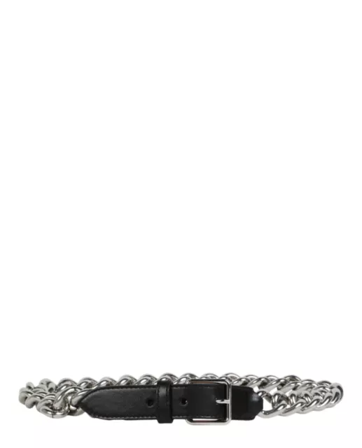 Alexander McQueen Womens Chain-Trimmed Leather Belt