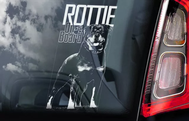 ROTTIE Car Sticker, Rottweiler Beware of Dog Window Sign Decal Gift Pet - V03
