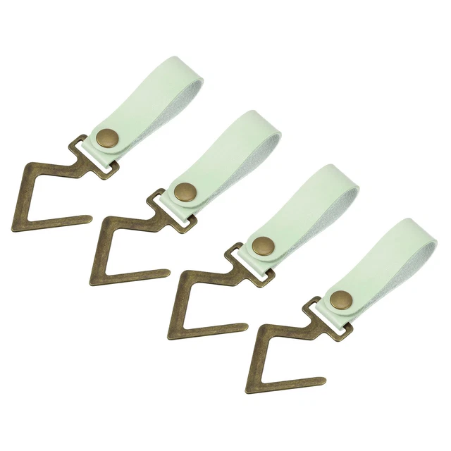 4Pcs PU Leather S Hooks for Hanging Multipurpose Camping Hook Hanger, Green