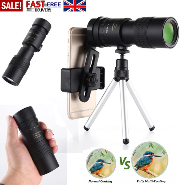 4K 10-300X40mm Super Telephoto Lens Zoom Night Monocular Telescope+Tripod Clip