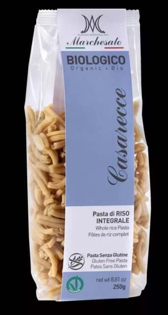 CASERECCE PASTA BIO di RISO INTEGRALE GLUTEN eGMO FREE  VEGAN 250 gr BUONISSIMA!