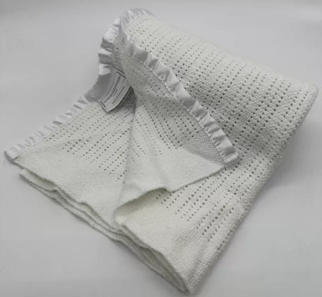 The Little White Company Baby Cellular Blanket Pram 75 X 100cm White 100% Cotton