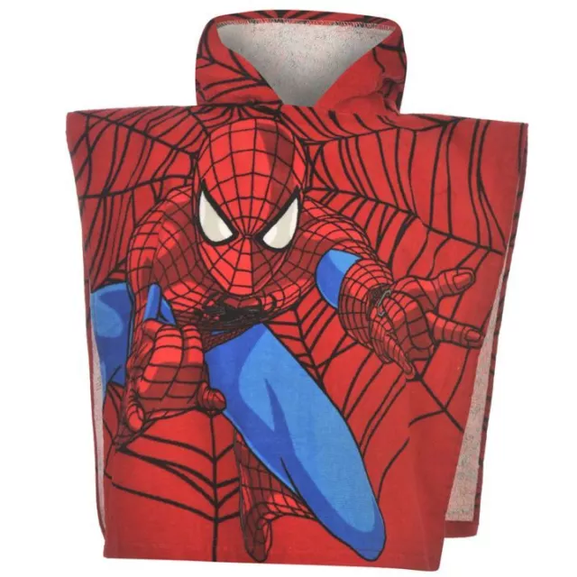 MARVEL poncho serviette cape de bain à capuche SPIDERMAN 2-6 ans rouge bleu