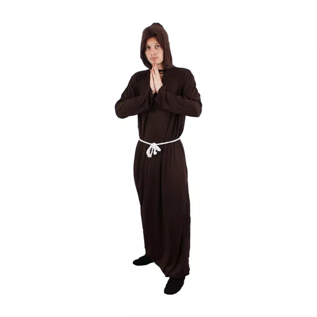 Adults Monk Robe Priest Friar Tuck Medieval Fancy Dress Costume Religious Black