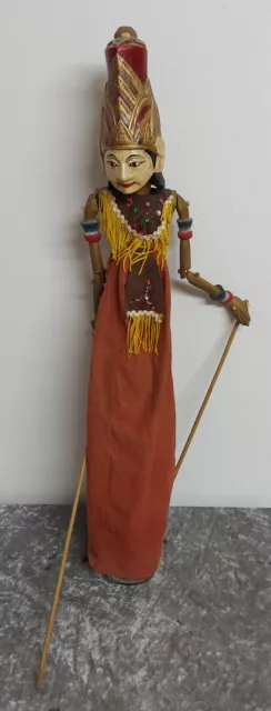 Alte Wayang Golek Indonesische Stabpuppe/Handarbeit 66cm