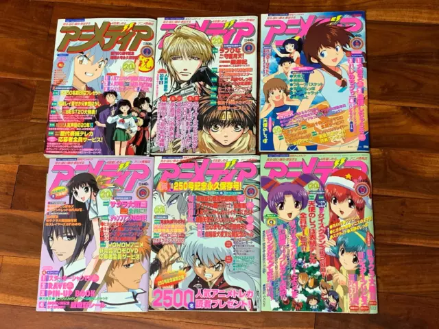 Animedia Japan Anime 6 Magazine LOT 2001 July Aug Sept Oct Nov Dec