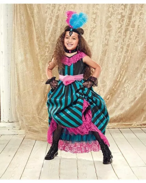 Chasing Fireflies 12-14 Can-Can Dancer Show Girl Costume/Headband/Gloves/Tights