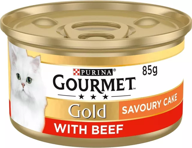 Paquetes gourmet dorado adulto comida húmeda para gatos sabrosa pastel carne de res de 12 x 85 g