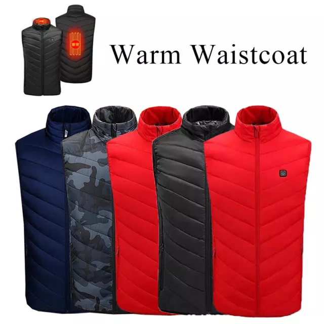 Men USB Electric Heated Vest Jacket 9-Zone Warm Up Heating Pad Cloth Body Warmer