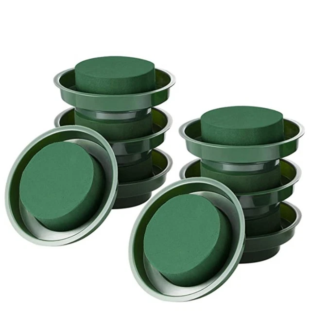 Lot De 6 Mousses à Fleurs Rondes Vertes 8x4 Cm - Mousse Humide Pour Arrangements Floraux