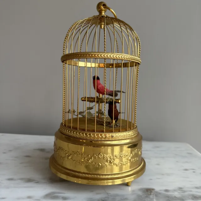 VINTAGE REUGE SWISS Automation 2 BIRD CAGE Wind Up MUSIC BOX Watch Video