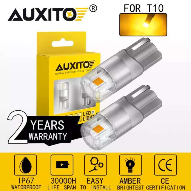 2Pc T10 SMD LED Canbus Error Free Car Side Wedge light Bulb Amber 168 194 W5W