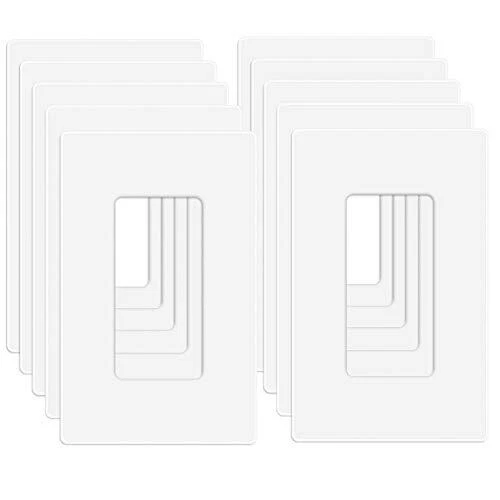 10 Pack 1-Gang Screwless Wall Plate, Decora Outlet Cover Plates, 4.57”...