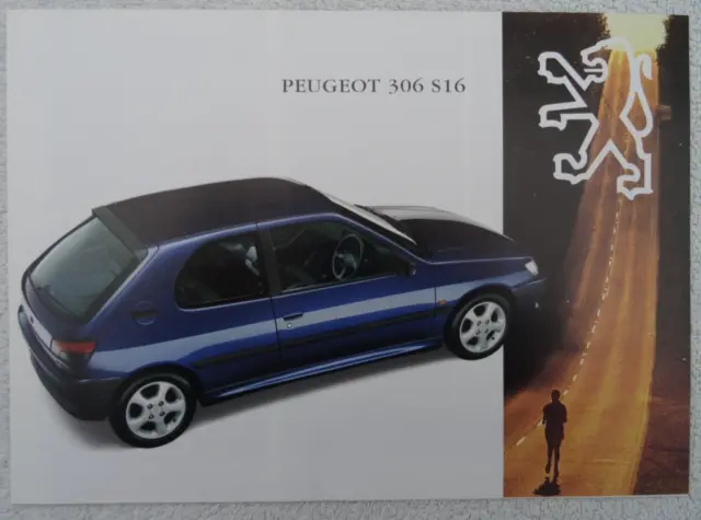 PEUGEOT 306 S16 UK Sales Brochure 1993. 2-Litre. 3-Door. Specification. 4pages.