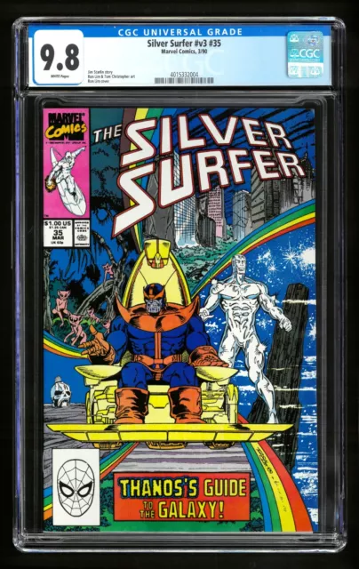 Silver Surfer v3 #35 CGC 9.8 WHITE Marvel 1990 Key Rebirth of Thanos Starlin Lim