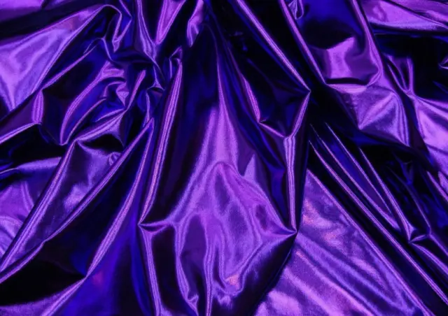 PURPLE 4 way stretch foil metallic spandex fabric BY THE YARD 60" Wide