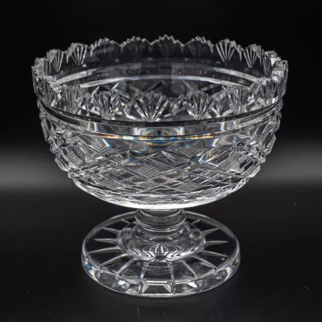 READ Waterford Crystal Georgian Strawberry Master Cutter Footed Sugar Candy Bowl