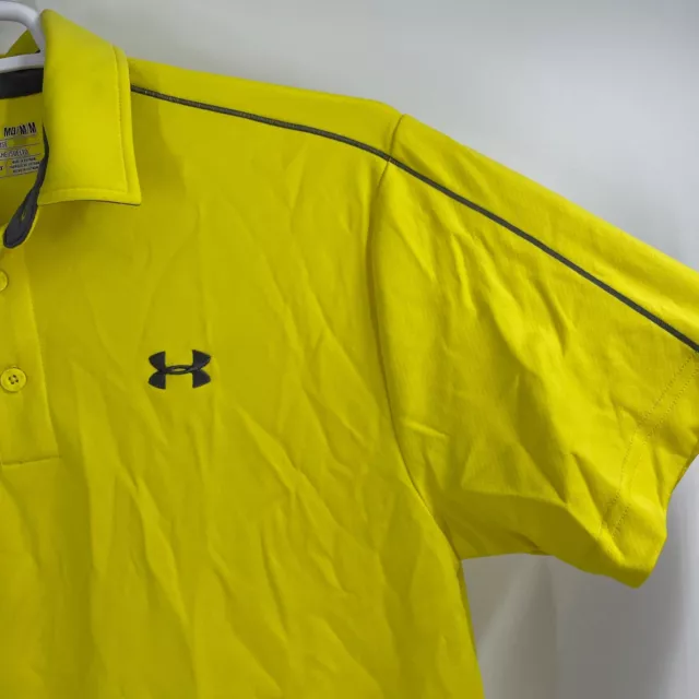 UNDER ARMOUR UA Polo Shirt Heatgear Loose Fit Yellow Grey Mens Medium M ...
