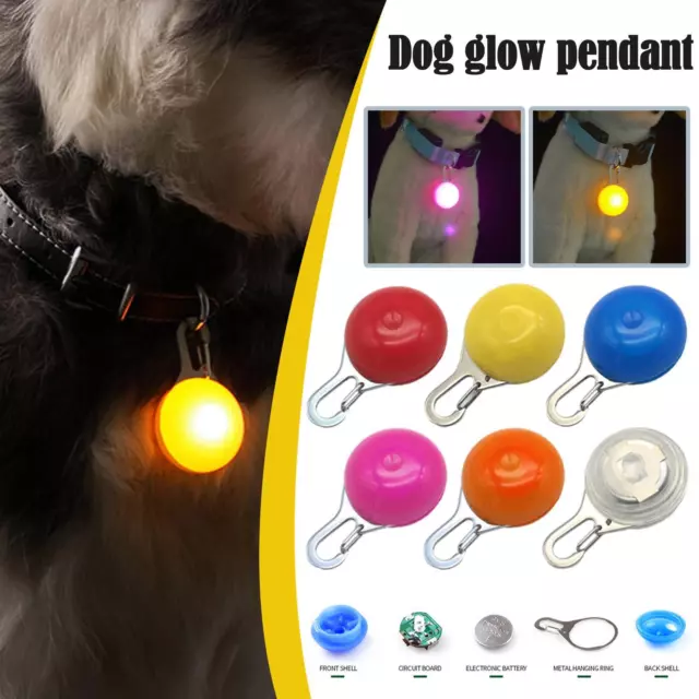 1x Mini Pet Dog Puppy LED Flashing Collar Safety Night Pendant Key Light V3Q5