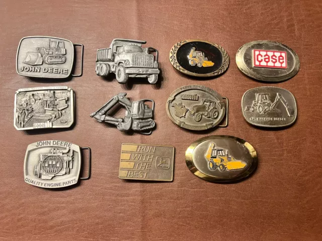 LOT OF  (11)  VINTAGE Heavy Equipment  BELT BUCKLES  John Deere, Cat, Case