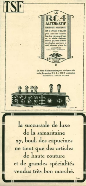 Publicité ancienne TSF radio le RC 4 alternatif issue du magazine 1925 Draeger