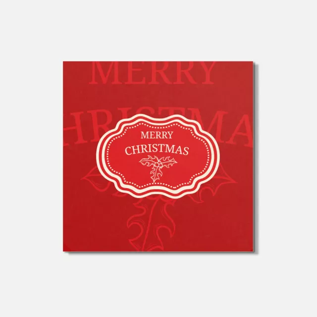 Merry Christmas Red Badge 4'' X 4'' Square Wooden Coaster