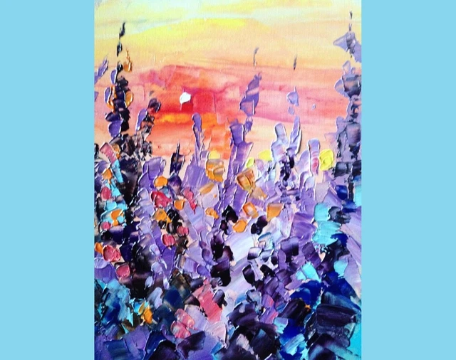 Pintura al óleo ORIGINAL Floral Arte ORIGINAL Flor Impasto Texturizado...