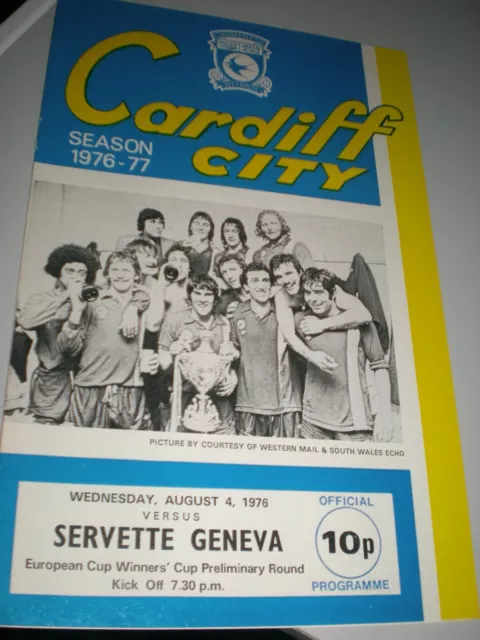 Cardiff City v Servette Geneva, ECWC Prelim Rd, 4th AUGUST 1976, STAPLES REMOVED