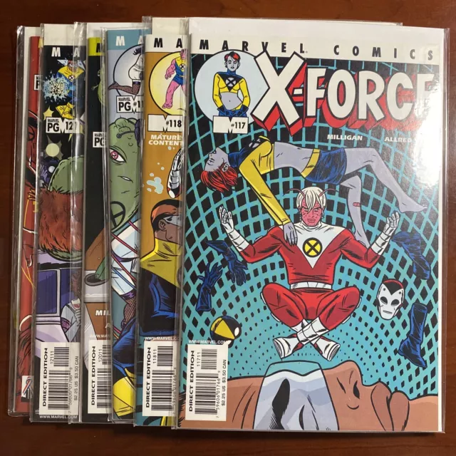 X-Force #117-122 Lot Of 6 Marvel Comics Late Run Low Print Milligan Allred