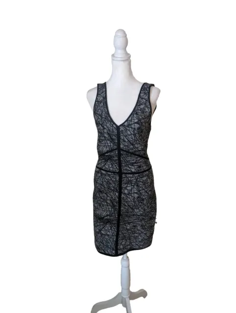 Zac Posen Black Gray Style Bodycon Party Sleeveless Dress Size M