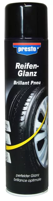 presto Reifenglanz-Spray 600ml 383458 Reifenpflege Glanz PKW Fahrrad Schutz