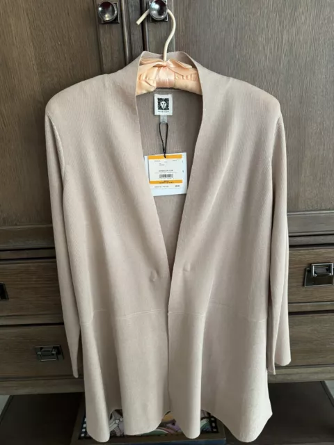 New Anne Klein Beige/Tan Knit Long Sleeve Open Front Drape Cardigan Sweater Sz S