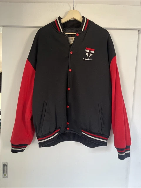 Veste Varsity/letterman Vintage St Kilda AFL Années 90 - Taille XS - Couleur Noire Vive